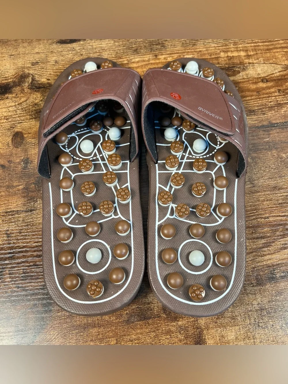 Byriver Massage Slides Shoes Sandals Brown Acupressure Slipper Large 9.5/10.5 M